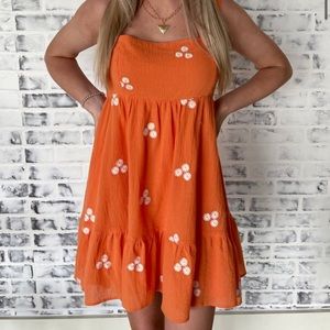 Orange Daisy Mini Dress